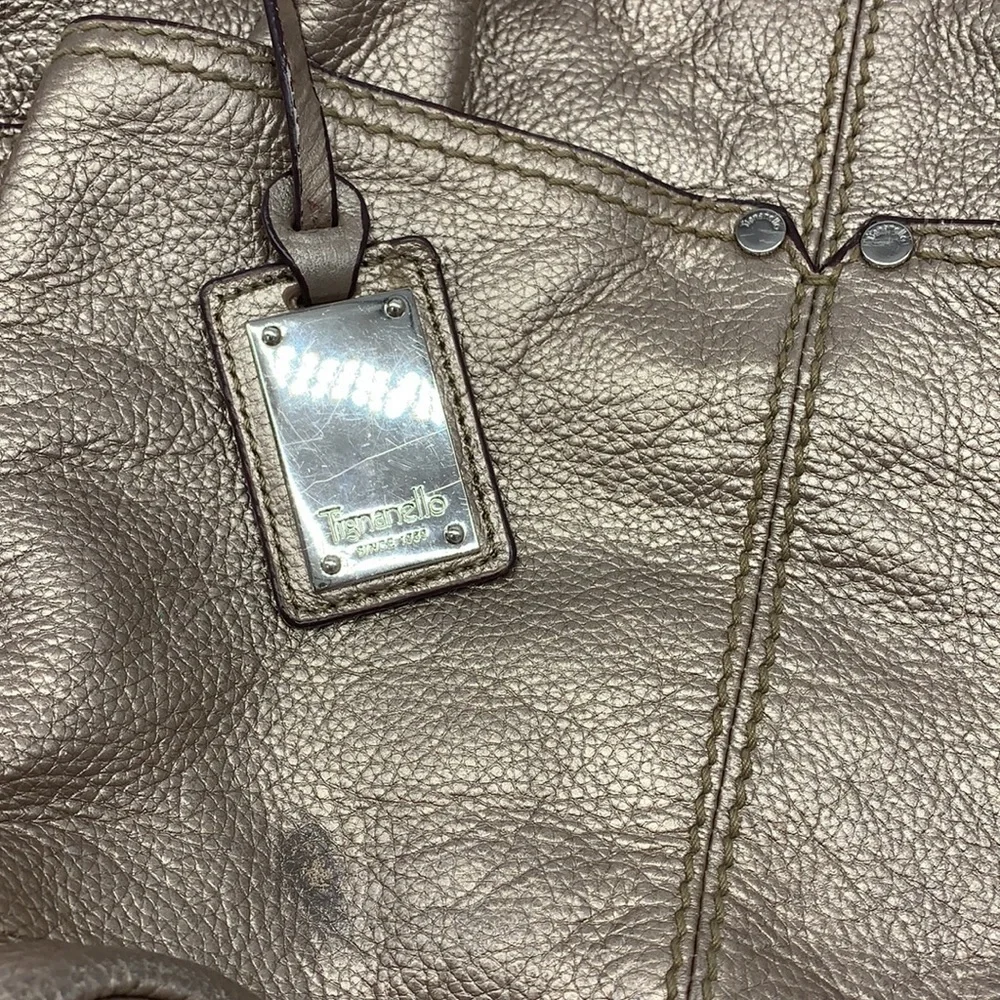 Tignanello gold leather hobo bag